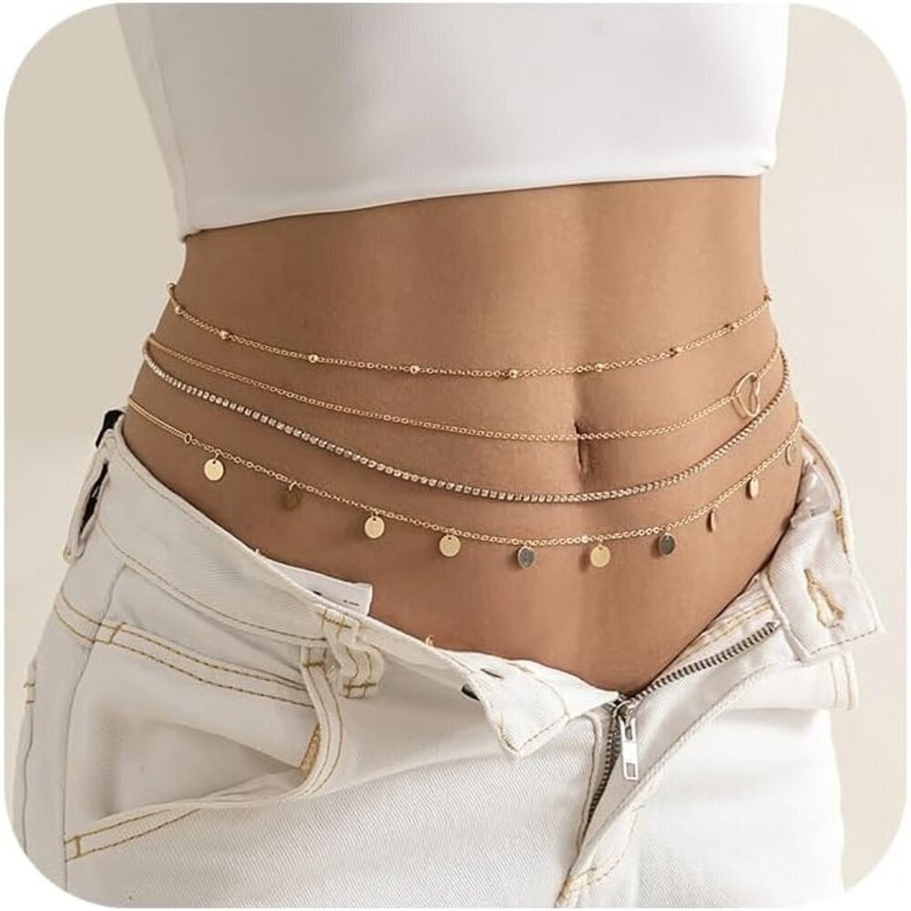 Women C1 Waist Chain Rhinestone Silver Bra Lingerie Bikini Top Lingerie Chain